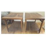 Pair of Wood 2 tier side tables