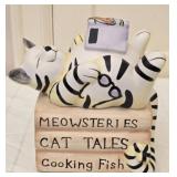 Hand Painted Cardinal Inc Cat & Books Cookie Jar