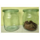 2 Vintage 19th-century style glass jars