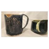 2 Handmade ceramic pottery mug