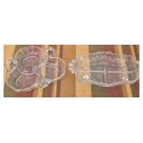 Vintage etched depression glass divided dishes