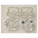 Lot of 2 Pair of Crystal Candlestick Holders