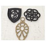 Lot of 3 Cast Metal Iron Stands & Trivets