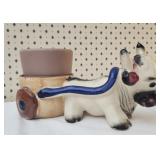 Vintage ceramic planter cow pulling a cart