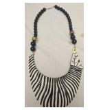 Beautiful wood zebra necklace