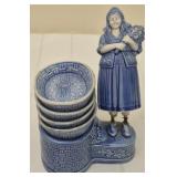 Vintage ceramic Dutch girl coaster set