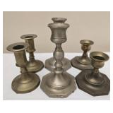 3 pairs of brass candle stick holders