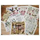 Vintage linen tea towels with calendars