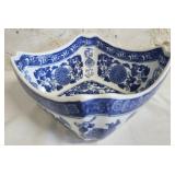 Vintage blue and white square porcelain bowl