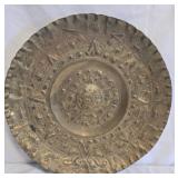 vintage hammered brass Aztec Sun Stone d