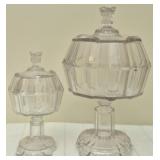 Antique Adams clear lidded glass compotes 1880's