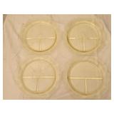 Set of 4 Yellow Depression Glass Divided Plates