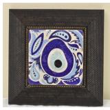 Framed Third Eye or Evil Eye Painted Tile