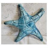 Handmade blue ceramic starfish