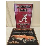 Lot of Corvette & Alabama Fans Metal Signs