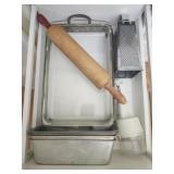 Estate drawer lot of baking pans & more