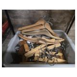 Lot of wood clothes hangers
