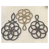 Lot of 3 Wilton Celtic Style Cast Iron Trivets