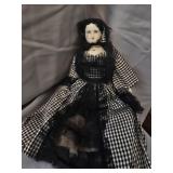 Vintage style doll with porcelain face hands and