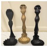Lot of 3 Black & Gold Cast Metal Ladle Spoons