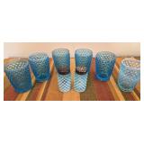 Vintage Fenton glass blue Opalescent Hobnail set