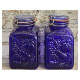 Pair of Italian Cobalt Blue Fruit Cannisters