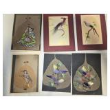Lot of hand painted in oil on tree leaf India