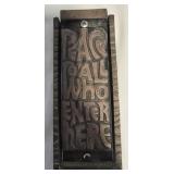 Brass door knocker peace to all who enter