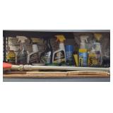 Shelf lot of car care items