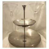 Metal Serving Stand & 2 Plastic Cocktail Cups