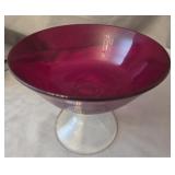 Ruby Red glass compote or candy dish