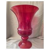 Ruby Red blown glass tall Vase