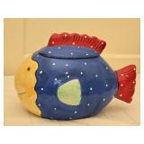Ceramic Hand Painted Fish Cookie Jar