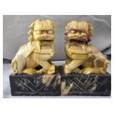 Pair of vintage Chinese guardian lion foo dogs