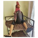 Carved wooden rooster figurine