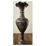 Vintage Brass Metal Etched Vase