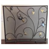 Wire and metal fireplace screen