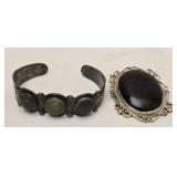 Vintage sterling bracelet and pin
