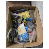 Box of fishing items and more