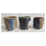 3 handcrafted ceramic cups