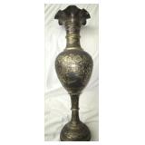 vintage decorative hand etched brass vase