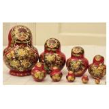 10 pc Hand Painted Wooden Russian Nesting Dolls