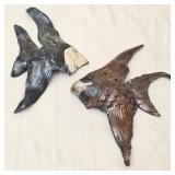 Lot of 2 Ceramic Hand Made Fish Pottery Pieces