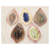 Lot of 5 Leaf Pottery Butter Pats