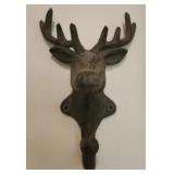 Cast iron rustic deer head wall hook