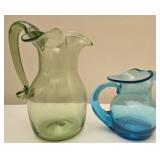 Lot of 2 glass small pitchers