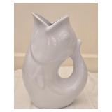 White Ceramic Gurgle Pot Fish Vase