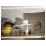 Shelf lot of plastic ware & more