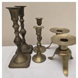 Lot of 3 pairs of brass candle stick holders