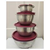 Set of 4 Stainless Steel Mixing Bowl Set with Lids